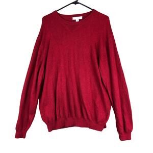 Turnbury Mens Sweater Holiday Red Crew Neck Cashmere Blend Long Sleeve XL